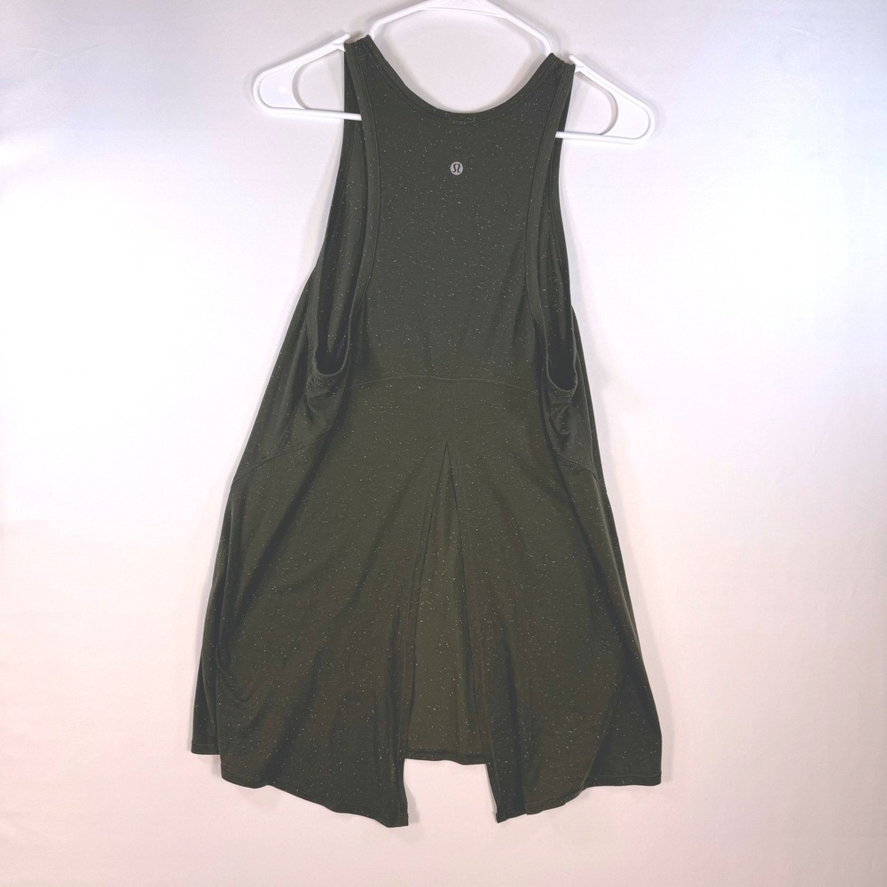 Lululemon Split Back Racerback Tank Top Dark Olive Green Speckle Womens